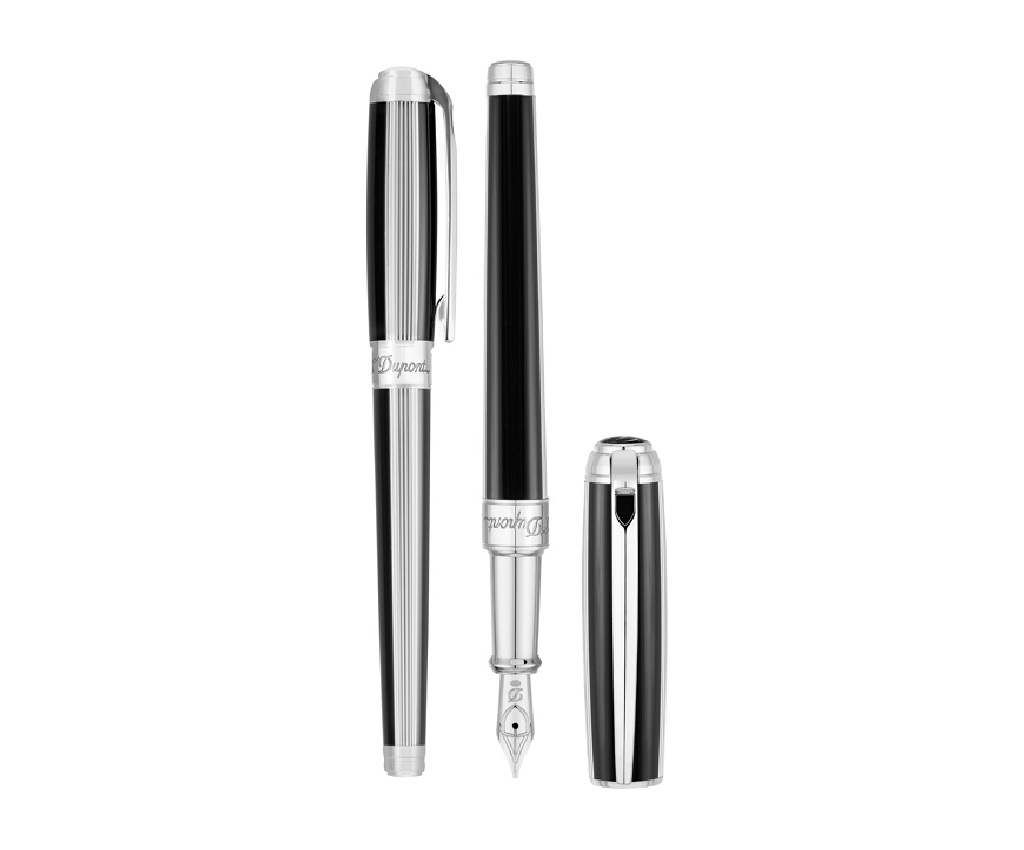 Windsor Line D Medium Black Natural Lacquer &amp; Palladium Finish Fountain Pen